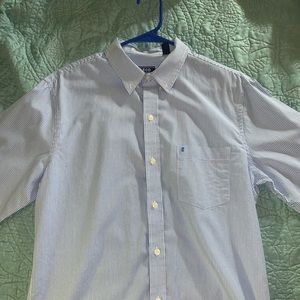 Izod Dress Shirt Slim White Blue Stripe 3/$25